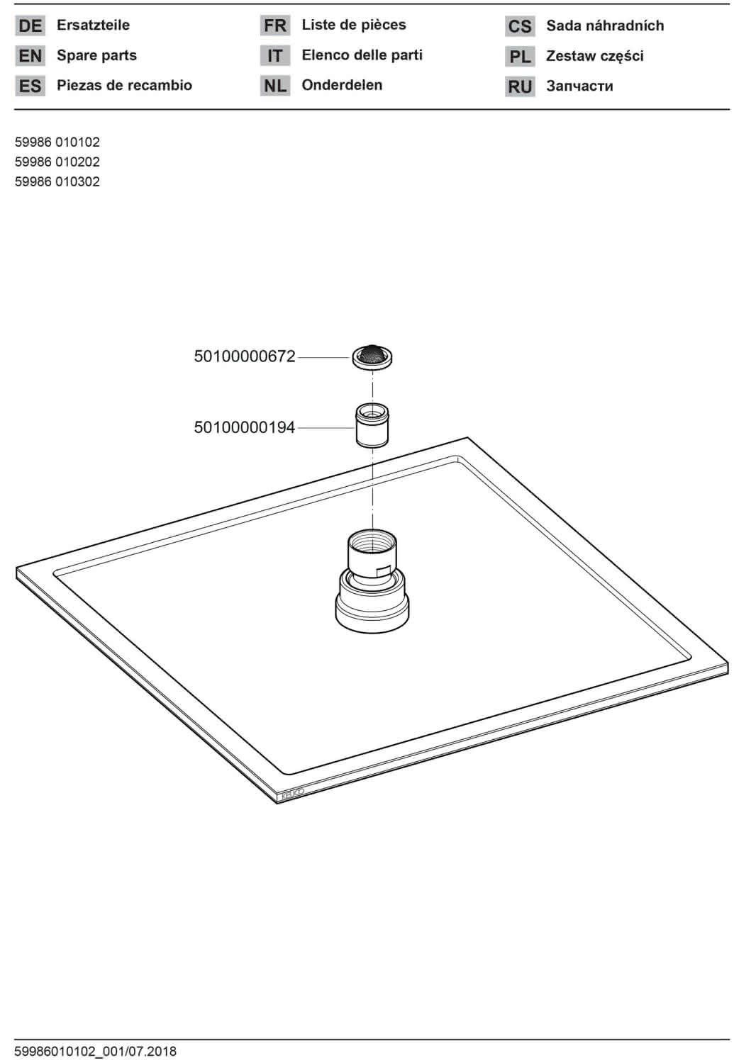 KEUCO Kopfbrause Armaturenzub. 59986, eckig, 300x300 mm, Chrom-finish