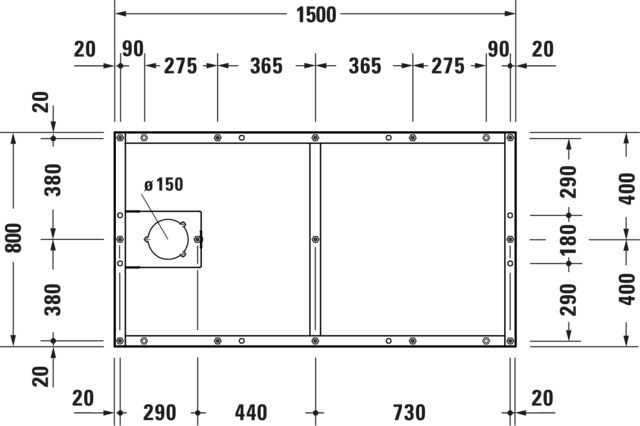 DU Fußgestell für Duschwanne Tempano 1500x800mm