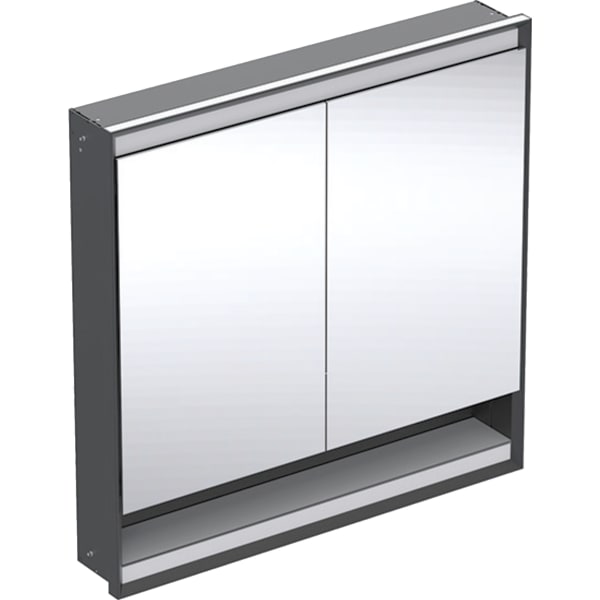 Geberit ONE SPS, Nische u.Comf.Light, 2 Türen UP-Mont,90x90x15cm, schw matt/alu. plvb