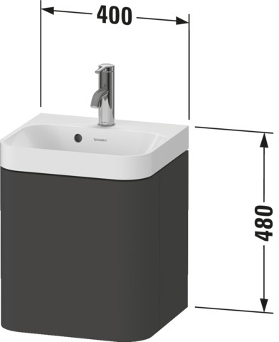 Duravit WTU m. Happy D.2 Plus,1 Tür l.,o.HL 480x400x360mm,Weiß Hochglanz