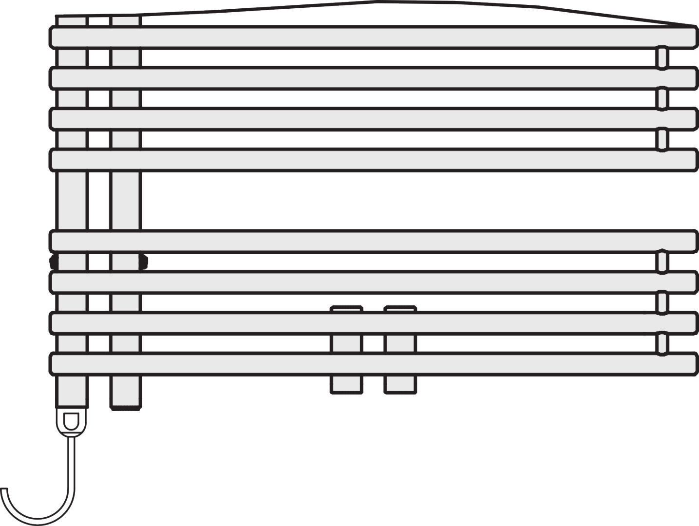Kermi Diveo BH940x46x450mm QN413, WEI, rechts Anschluss Mitte