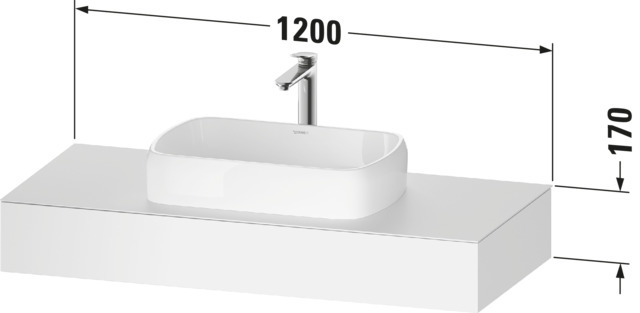 Duravit Qatego Konsole, Wandh, 1200x550x170mm Waschpl:1,o.Ko-träger,Weiß Matt,Dekor