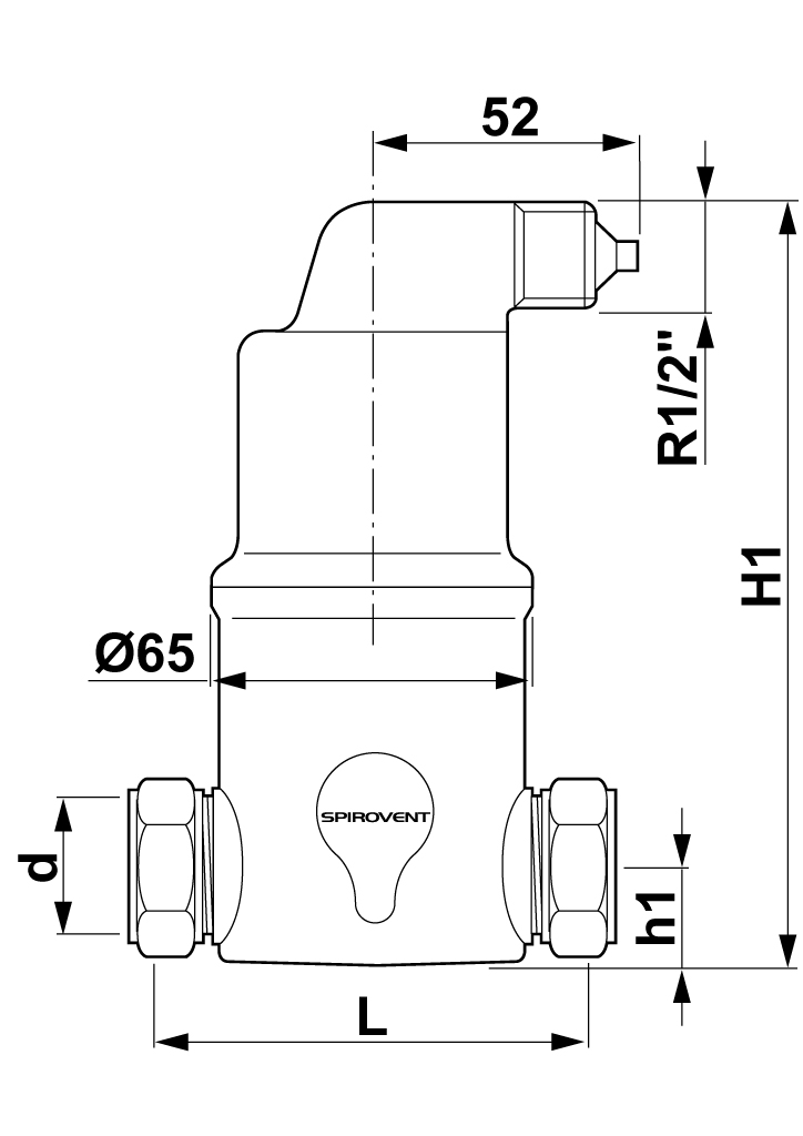 Spirotech Luftabscheider SpiroVent (Hohe Temp.) 22 mm, 10 bar, 180 Grad