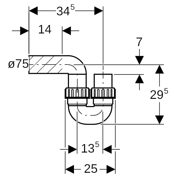 Geberit PE Rohrbogengeruchsverschluss d75