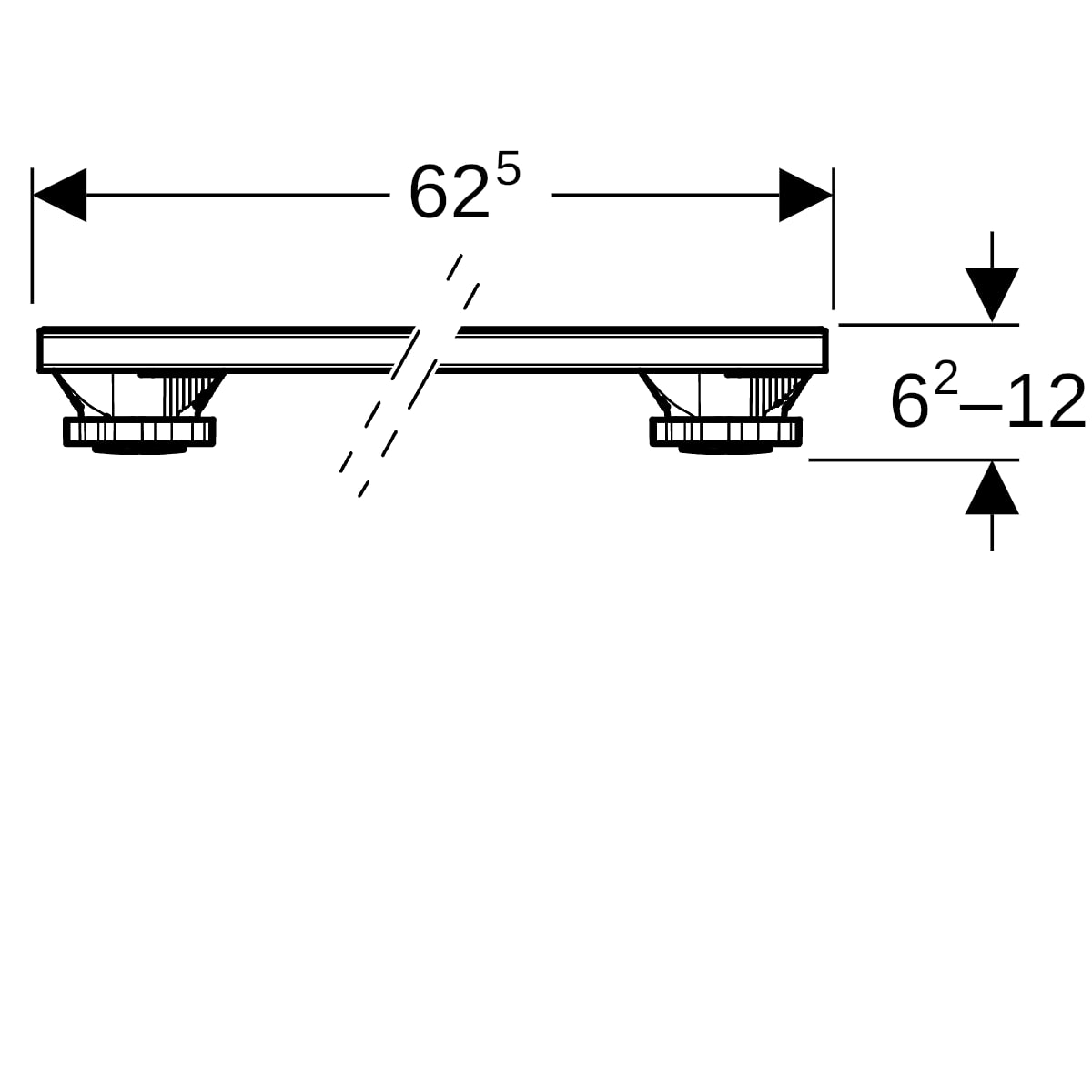 Geberit Set Füße und 3 Traversen 625mm H:6-12cm, für Duschwanne aus Steinharz
