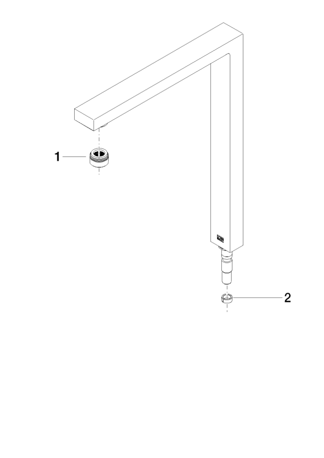 DO Auslauf ET 90110618808 336 x 272 x 36 mm, 5,7 l/min. Platin gebürstet