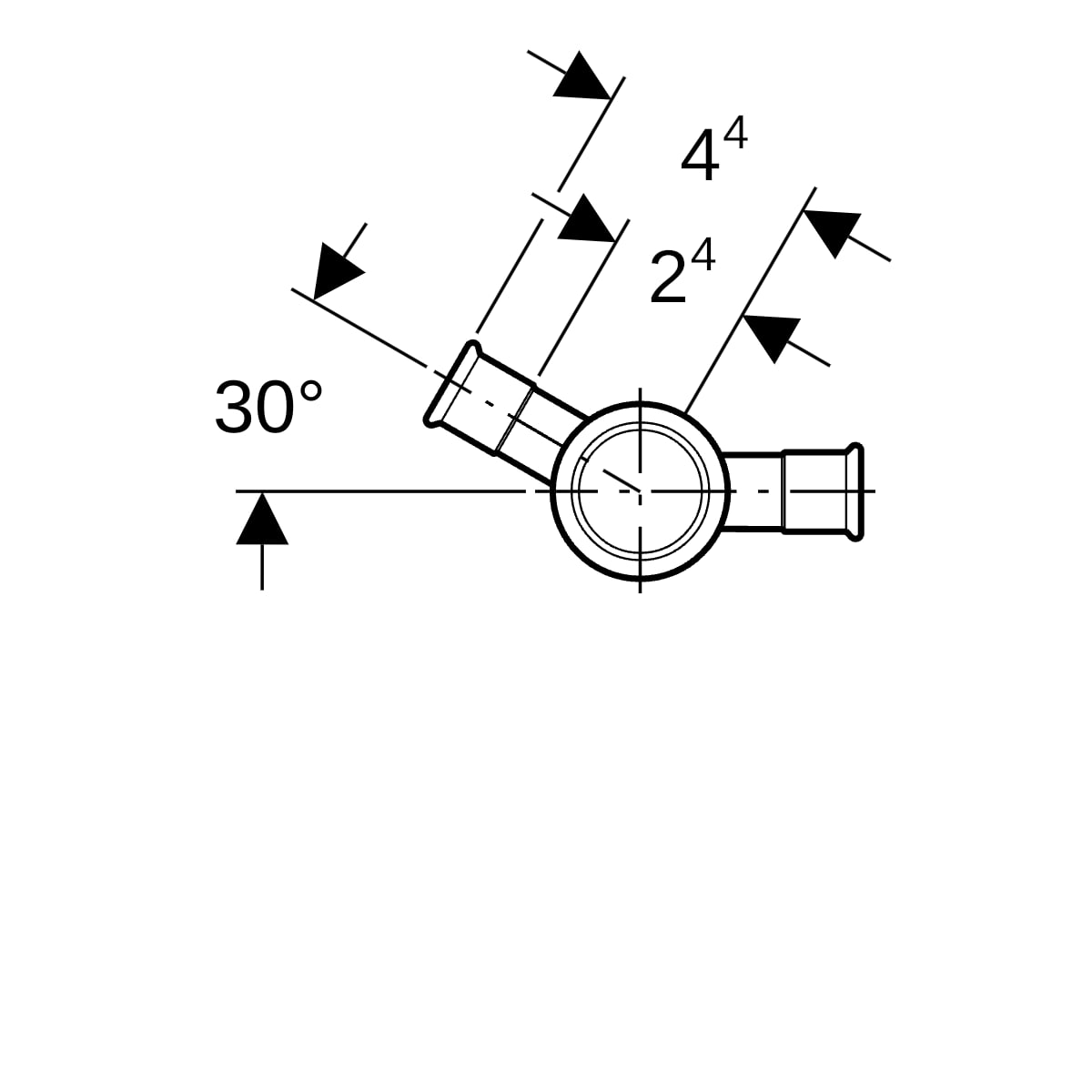 Geberit Mapress Kupfer Kreuzstück 30Gr reduziert, d22-15