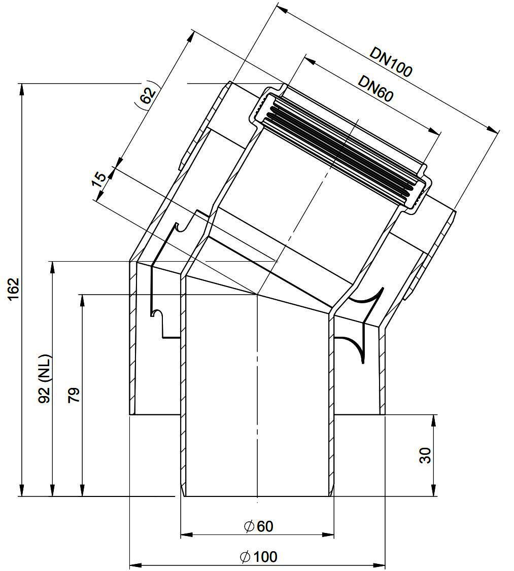 MHG Doppelrohrbogen 30Grad, DN 60/100 für Abgasleitung Atec
