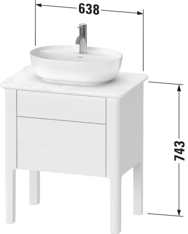 Duravit WTU bodenstehend Luv 743x688x450mm 1 SchKa,1 Auszug,Weiß Seidenmatt