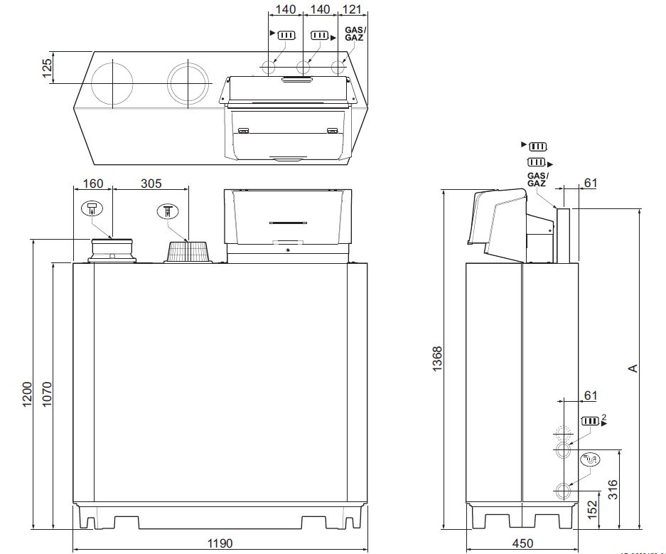 Remeha Gas-Brennwert-Standheizkessel GAS 210 ACE-80