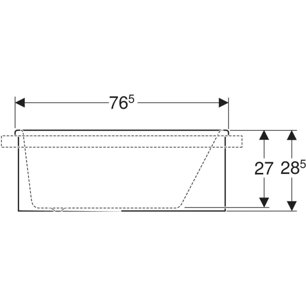 Geberit Bambini asymmetrische Badewanne 47x28,5x76,5cm, weiß