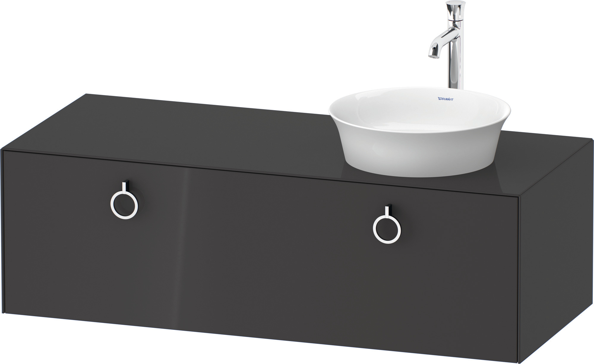 Duravit WTU wandh.White Tulip,1 Aus.,m.Griff Aus.r,408x1300x550,Graphit Hochglanz