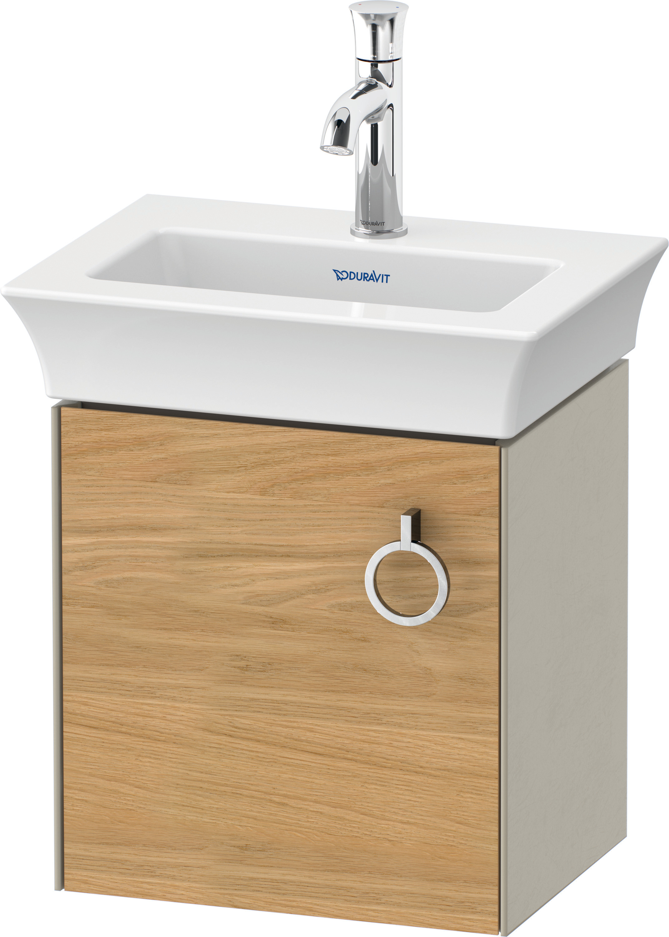 Duravit WTU wandh. White Tulip,1 Tür m.Griff 410x384x298,TA l.,Eiche N.M./Taupe Sdm.