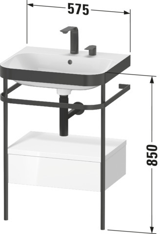 Duravit Metallkons.u.SK.m.Happy D.2 Plus,2 HL 850x575x490mm, bodenst., Weiß Hochglanz