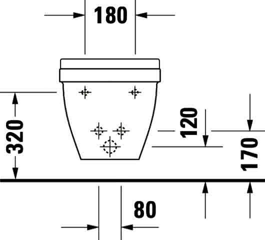 DU Wand-Bidet Starck 3 540 mm mit ÜL, mit HLB, 1 HL, weiß