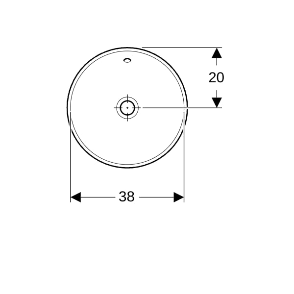 Geberit VariForm Einbauwaschtisch, rund 40cm, o. Hl, m. Ül., gl, weiß, KeraTect
