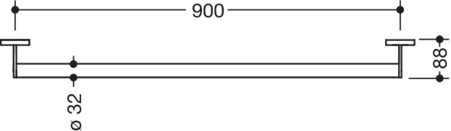 HEWI Haltegriff, d:32, L:900mm, chrom