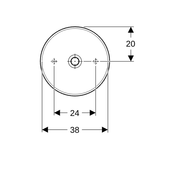 Geberit VariForm Aufsatzwaschtisch, rund d: 40cm, o. Hl, o. Ül., weiß