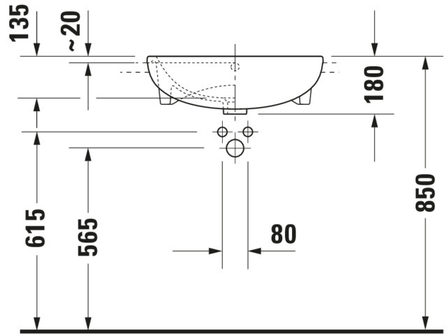 DU Halbeinbau-WT ME by Starck 550 mm mit ÜL, mit HLB, 1 HL, weiß