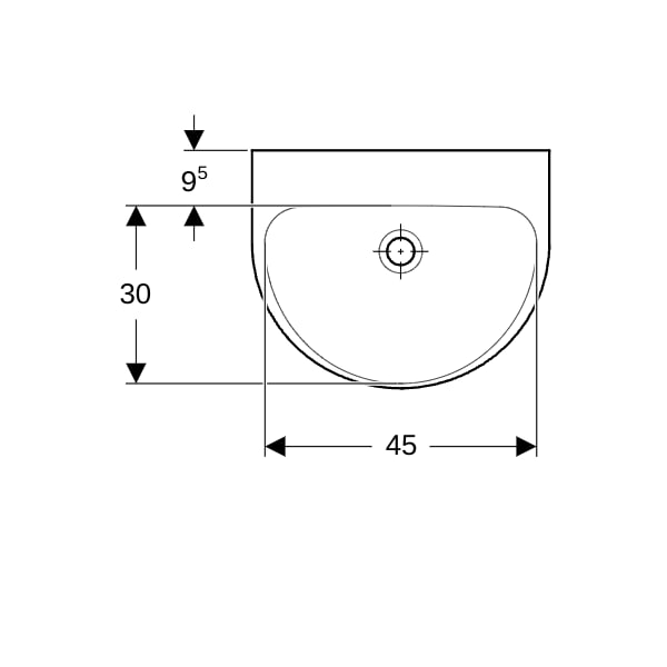 Geberit Renova Handwaschbecken, 50x40cm o. Hl., o. Ül., weiß