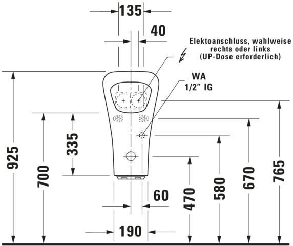 DU Urinal Durastyle, Zulauf von hinten f.Netzanschluss, o.Fliege, weiß WG