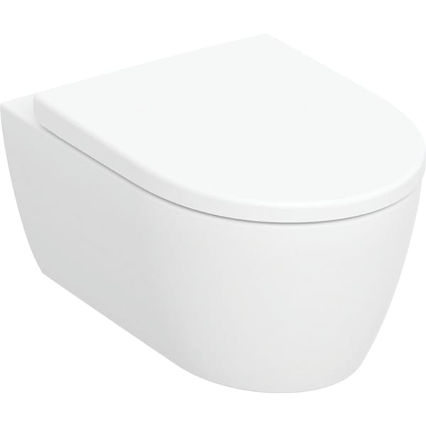 Geberit iCon Set Wand-WC mit WC-Sitz, Rimfree Tiefspüler, geschl. Form, T:53cm, weiß