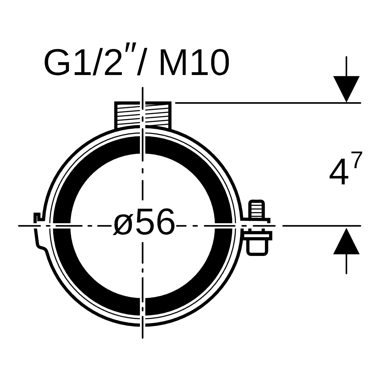 Geberit Silent-db20 Rohrschelle gedämmt mit Gewindemuffe M10 / G1/2 d56