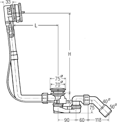 Viega Ab-und Überlauf Multiplex Trio 6161.51 in 560mmxDN40/50 verchromt