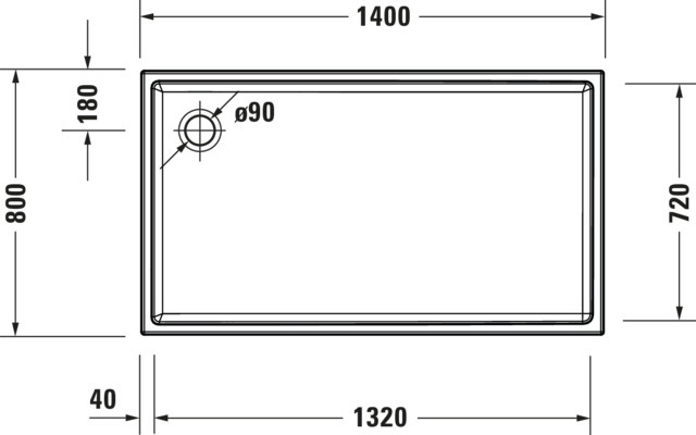 Duravit Starck Slimline Duschw. 1400x800x60mm Weiß