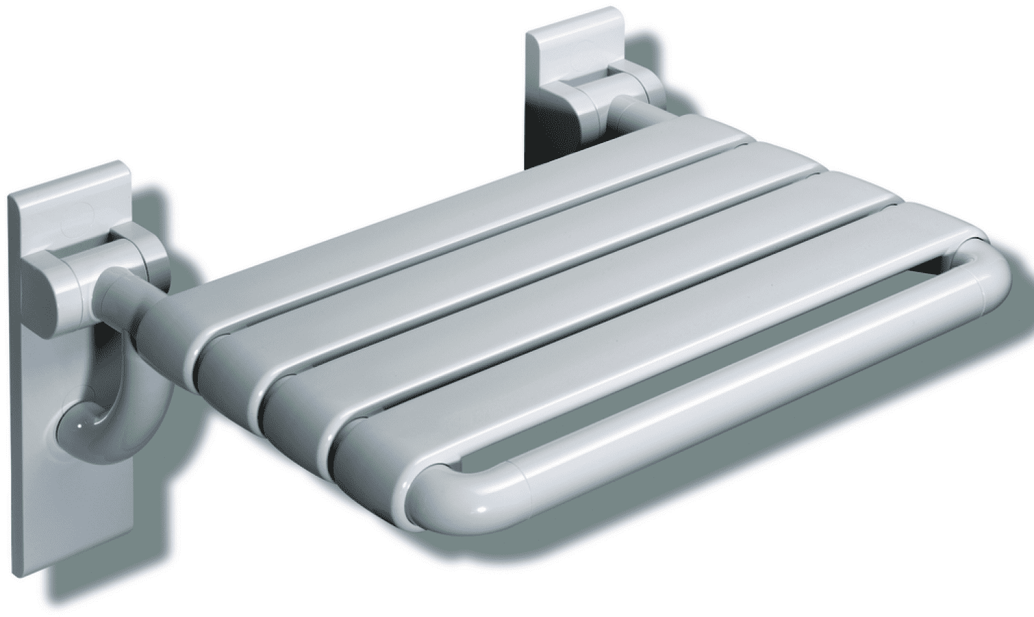 HEWI Klappsitz m.Gabelgelenk Ser 801, B:478 mm, H:259 mm, T:428 mm aquablau