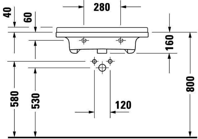 DU Waschtisch Starck 3 Vital 700 mm mit ÜL, mit HLB, 1 HL, weiß