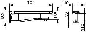 KEUCO SK-Griff WC Plan Care 34903, abnehmbar, verchromt/lichtgrau, 700 mm