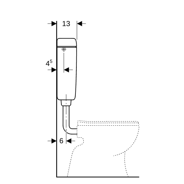 Geberit AP127 AP-Spülkasten, Spül-Stopp-Sp tiefh. WA li/mi/re, weiß-alpin