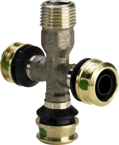 Viega Kreuzungs-T-Stück mit SC Raxofix 5318.9 in R1/2 x 16mm Siliziumbronze