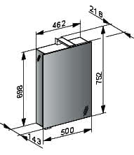 KE Spiegelschrank Royal Universe 12701, 1-trg., sil-elox., 500x752 mm, rechts