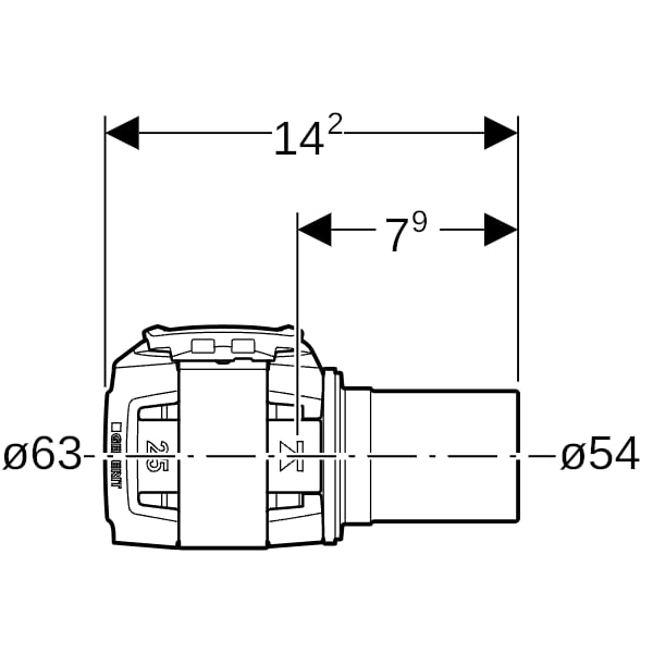 Geberit FlowFit Übergang auf Mapress m. Einschubende edst. d63-d54