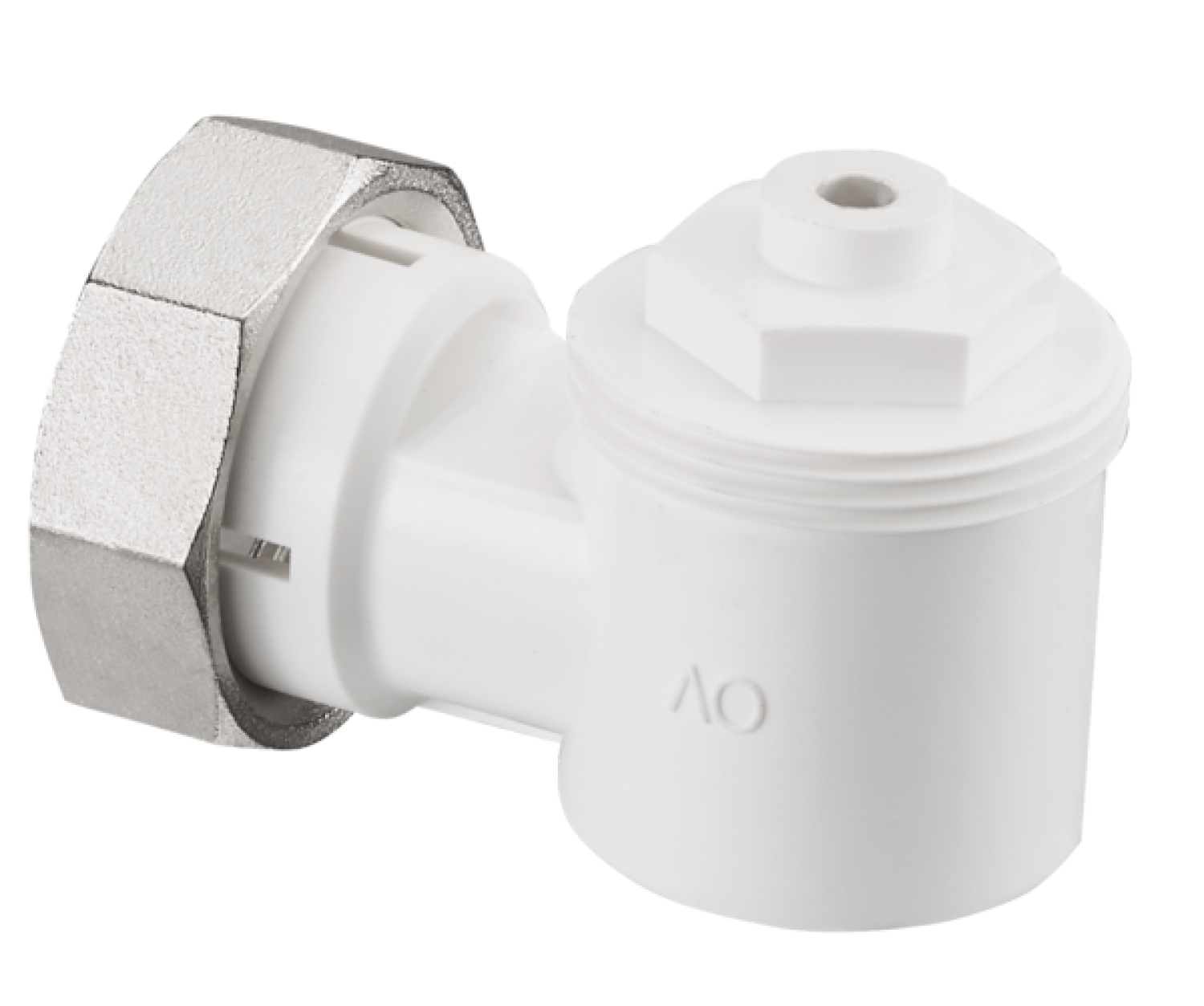 OVENTROP-Winkeladapter für Ventil-HK weiß, Gewindeanschluss M30x1,5