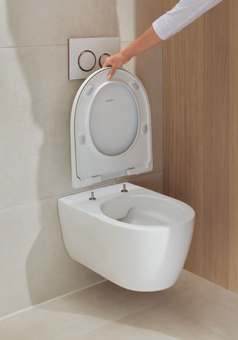 Geberit iCon Set Wand-WC mit WC-Sitz, Rimfree Tiefspüler, geschl. Form, T:53cm, weiß