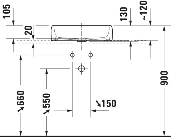 Duravit Qatego Aufsatzbecken 500mm, geschl. ohne HLB, ohne HL, ohne ÜL, Weiß HG
