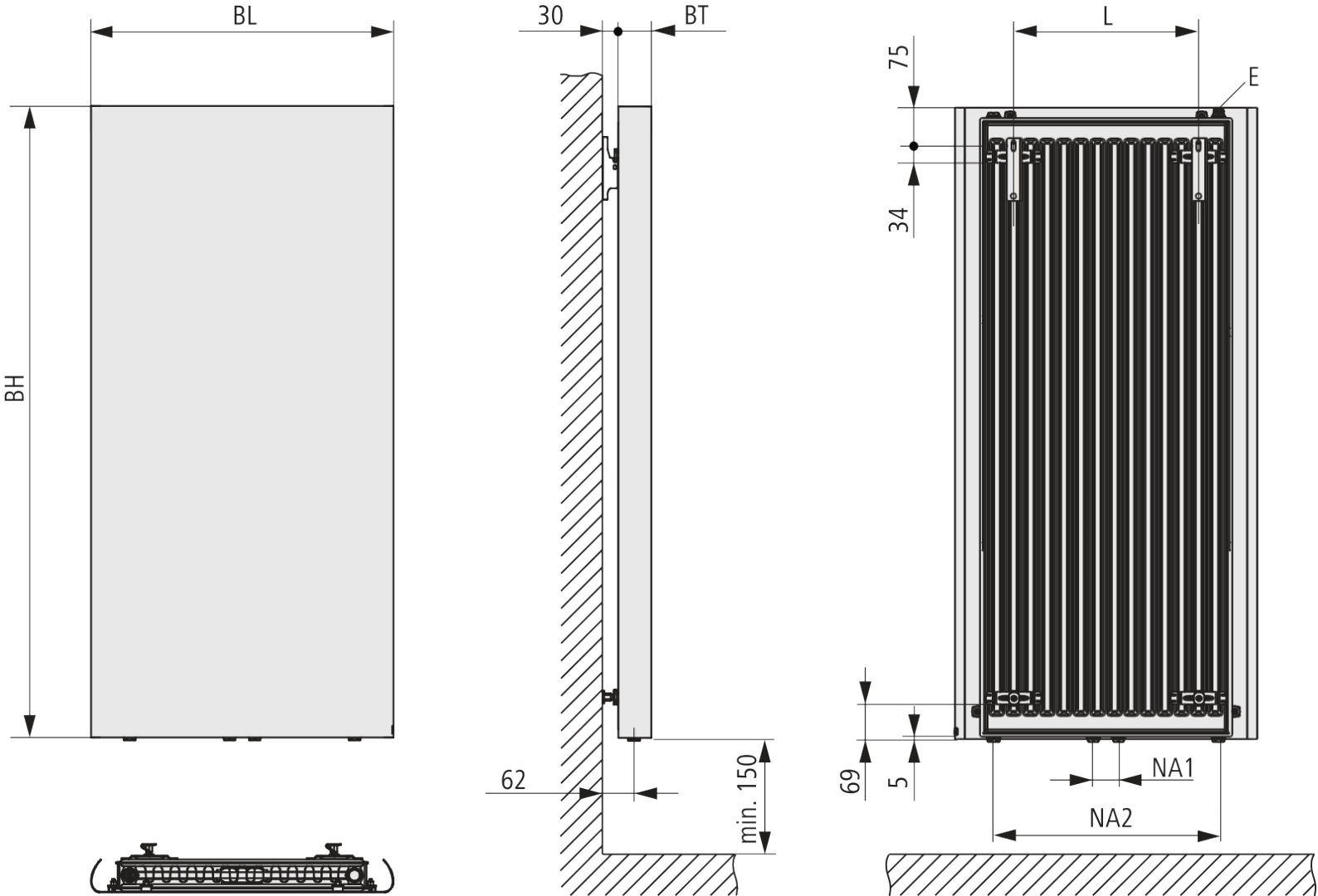Kermi Pateo BH1925x66x500mm QN1247, weiß