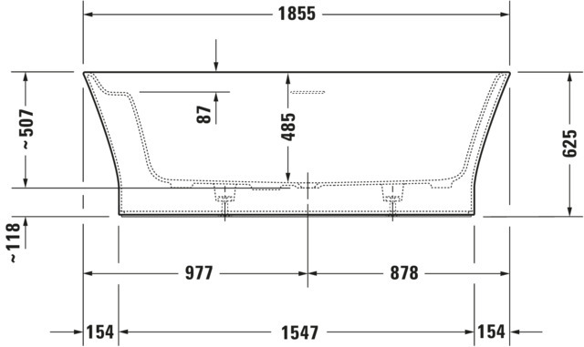 Duravit Cape Cod Whirlw. 1855x885mm Freist. Nahtl.VK, Rückensch.2,Air-Syst.,Weiß M.