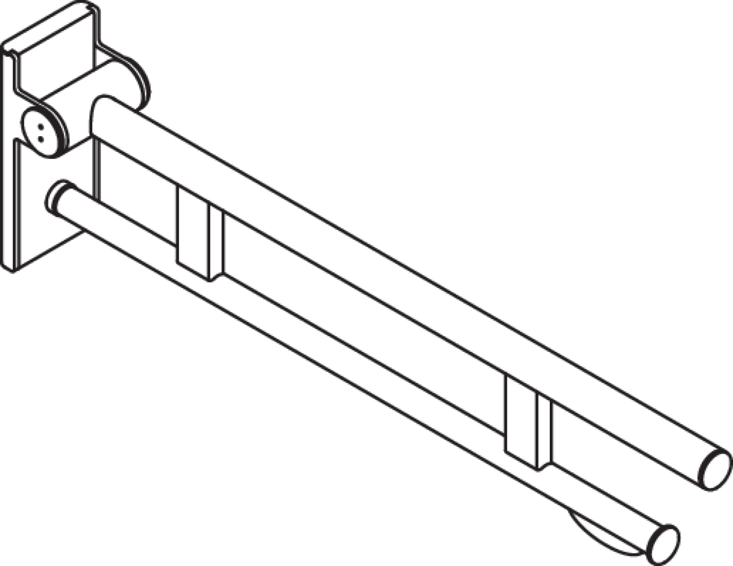 HEWI Stützklappgriff Duo (A), PRH, L:750mm, plvb dgrau tiefmatt