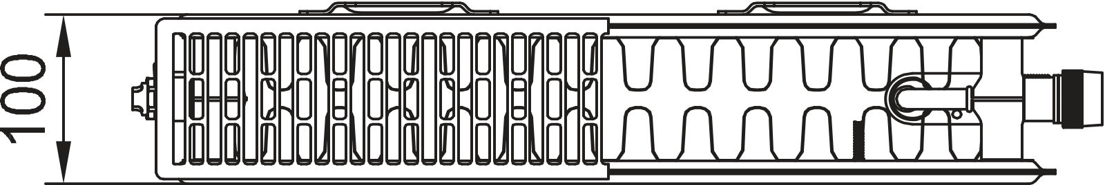 Kermi Profil-V T22 200x100x1100 QN746, RAL9016, 10bar, Vent.li, m.Abd