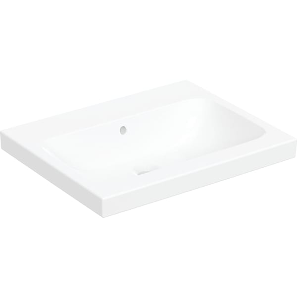 Geberit iCon Light Aufsatzwaschtisch 60x48cm ohne Hahnloch, mit Überlauf, weiß