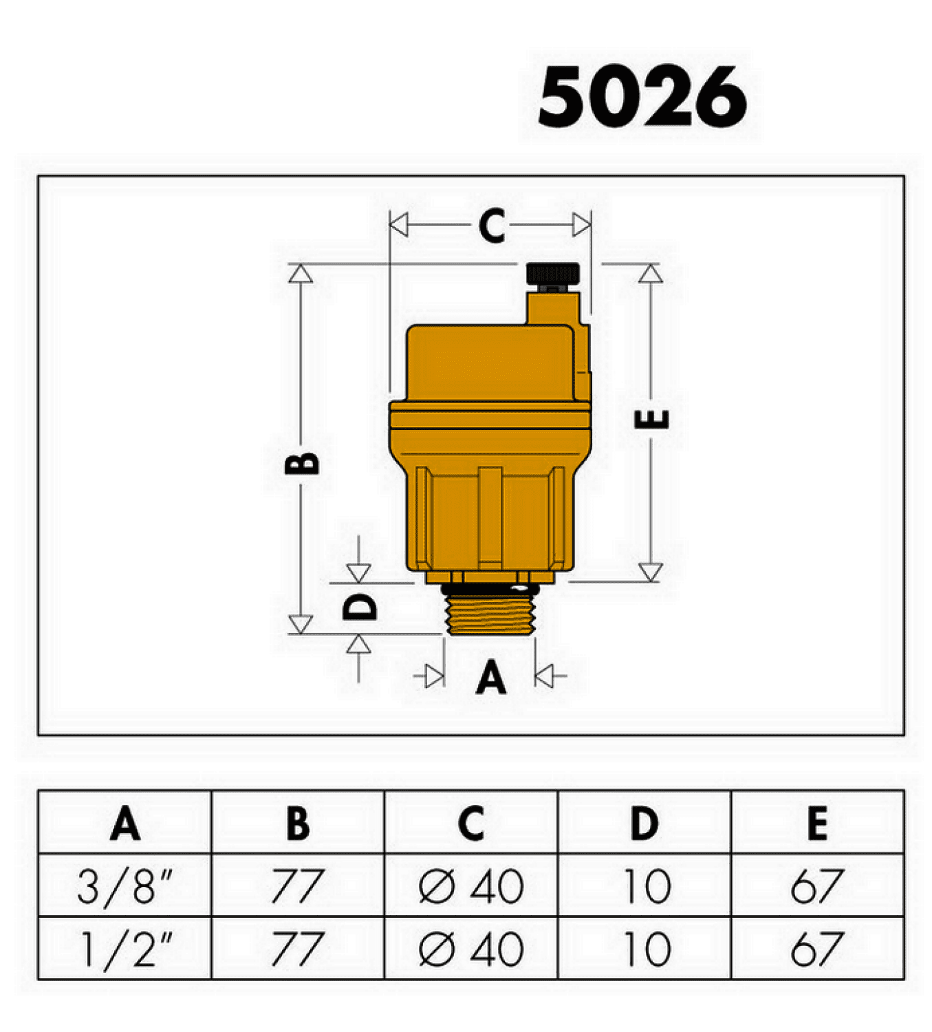 CA Automatischer Schnellentlüfter 1/2" ohne Absperrventil Robocal