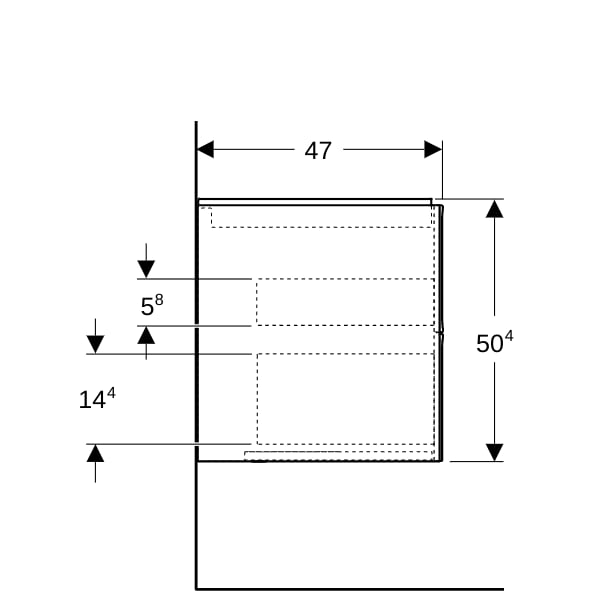 Geberit ONE Unterschrank für WT/-Platte 4 Schubl., 133,2x50,4x47cm, Eiche