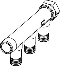 TECElogo-Push Universal-Verteiler 3-fach Dim. 20 x 3/4", Rotguss/Si-Bronze