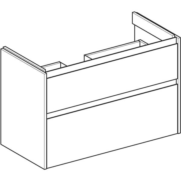 Geberit Renova Plan US f. WT, m. 2 Schubladen 94,8x60,6x44,6cm, weiß/l. seidenmatt