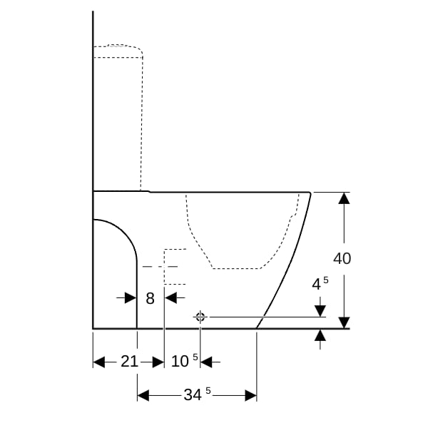 Geberit iCon Stand-WC für AP-SPK aufgesetzt Tiefspüler, Rimfree, Abg.multi, weiß