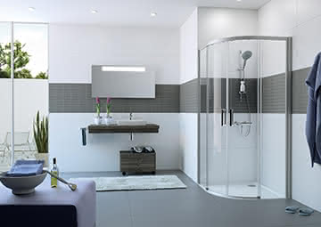 HP DA Classics 2 EasyEntry 1/4 Kreis GT 90/90 H:2000 R:550 silber matt klar